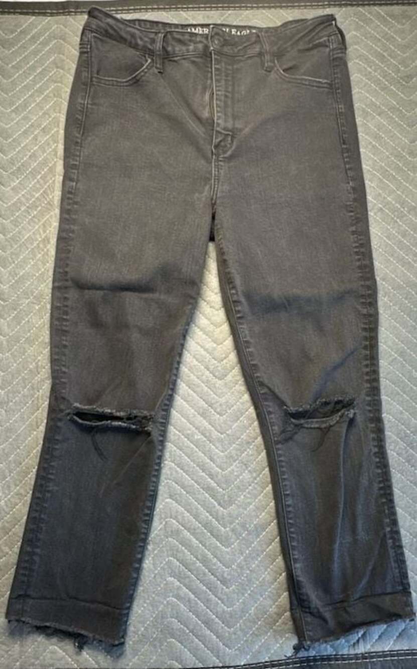 American Eagle Super Hi-Rise Distressed Skinny Jeggings Black Size 14 Long